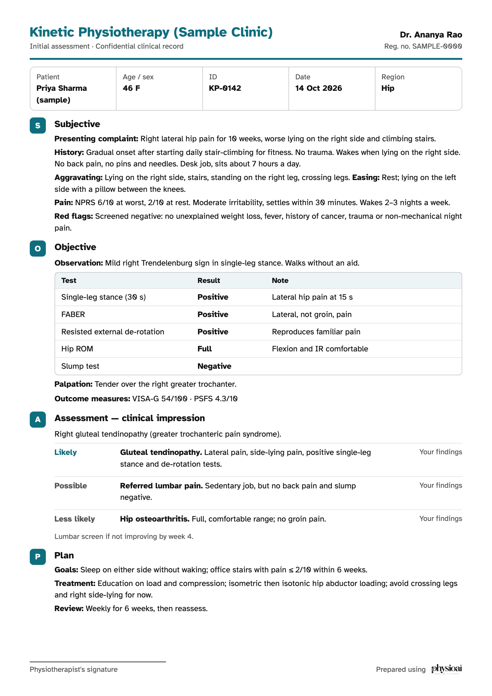 Sample initial assessment generated by Case Worker